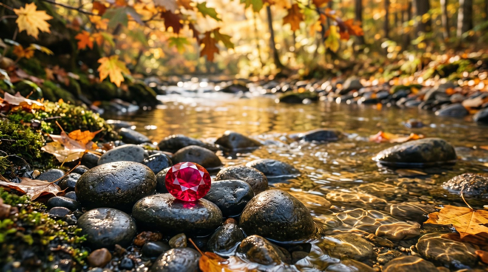 Ruby gemstone in natural setting